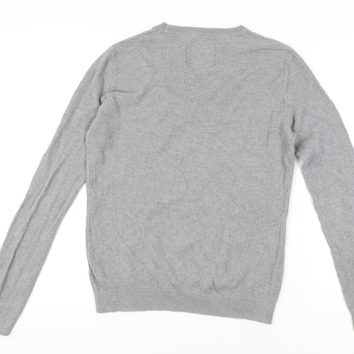 Threadbare Men's Grey Striped Pullover Jumper, Size S