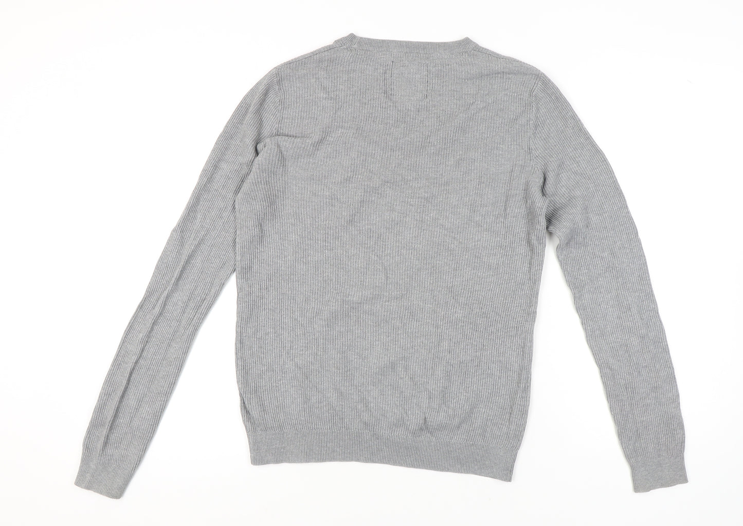 Threadbare Men's Grey Striped Pullover Jumper, Size S