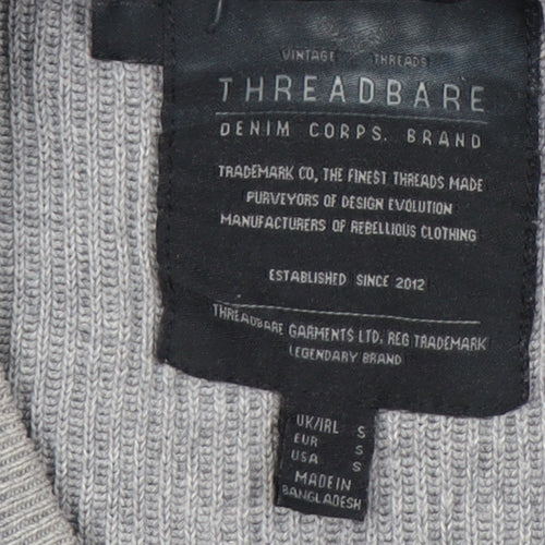 Threadbare Men's Grey Striped Pullover Jumper, Size S