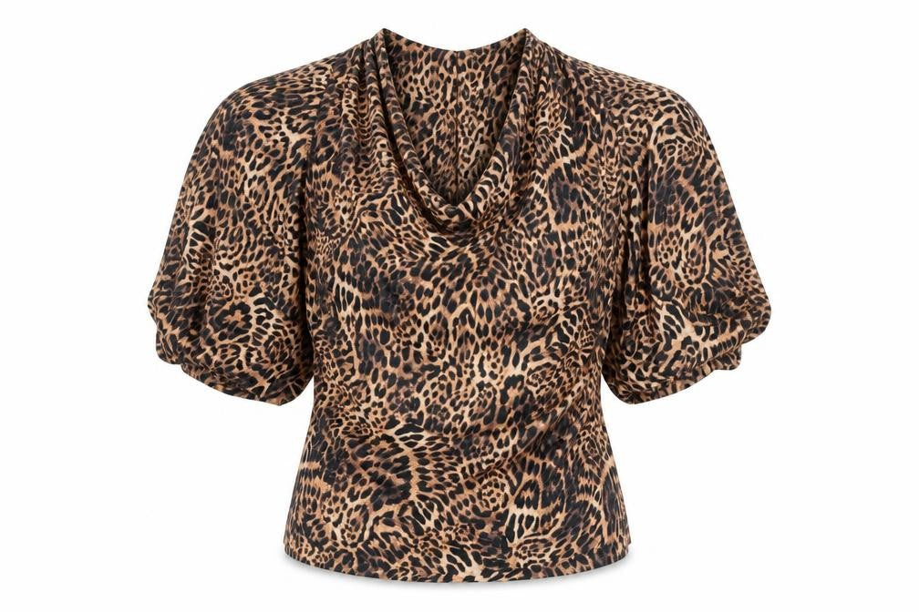 Front view of Marks & Spencer Women's Brown Animal Print One Shoulder Top