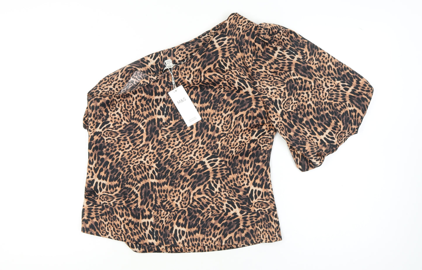 Marks and Spencer Women's Brown Animal Print One Shoulder Top