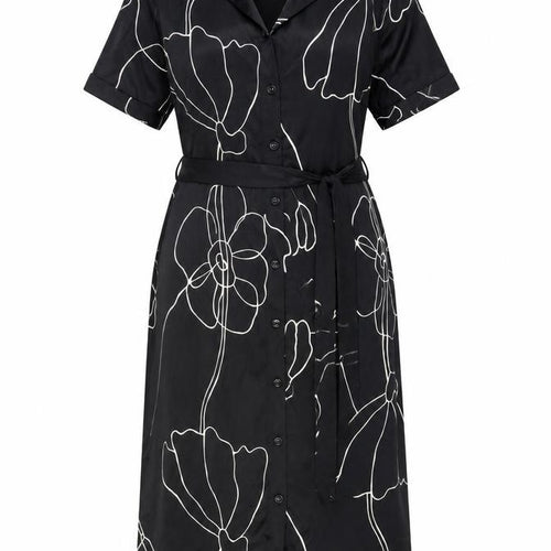 Primark Women's Black Floral Midi Shirt Dress