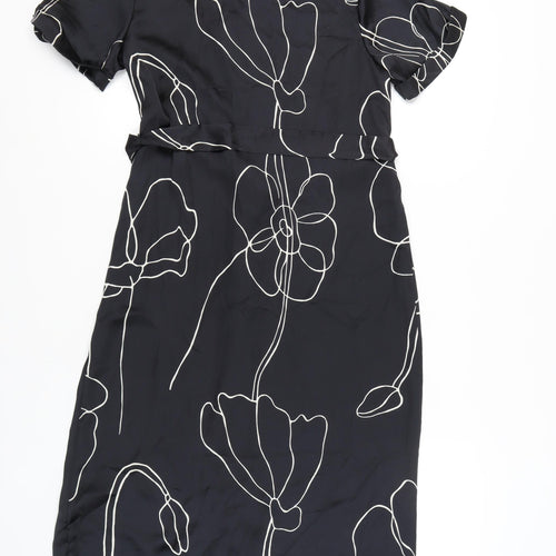 Primark Women's Black Floral Midi Shirt Dress