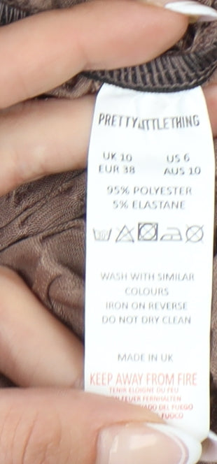 PrettyLittleThing Women's Brown Geometric Leggings Size 10