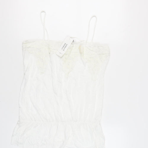 New Look Women's White Camisole, Size 16, Lace Accent