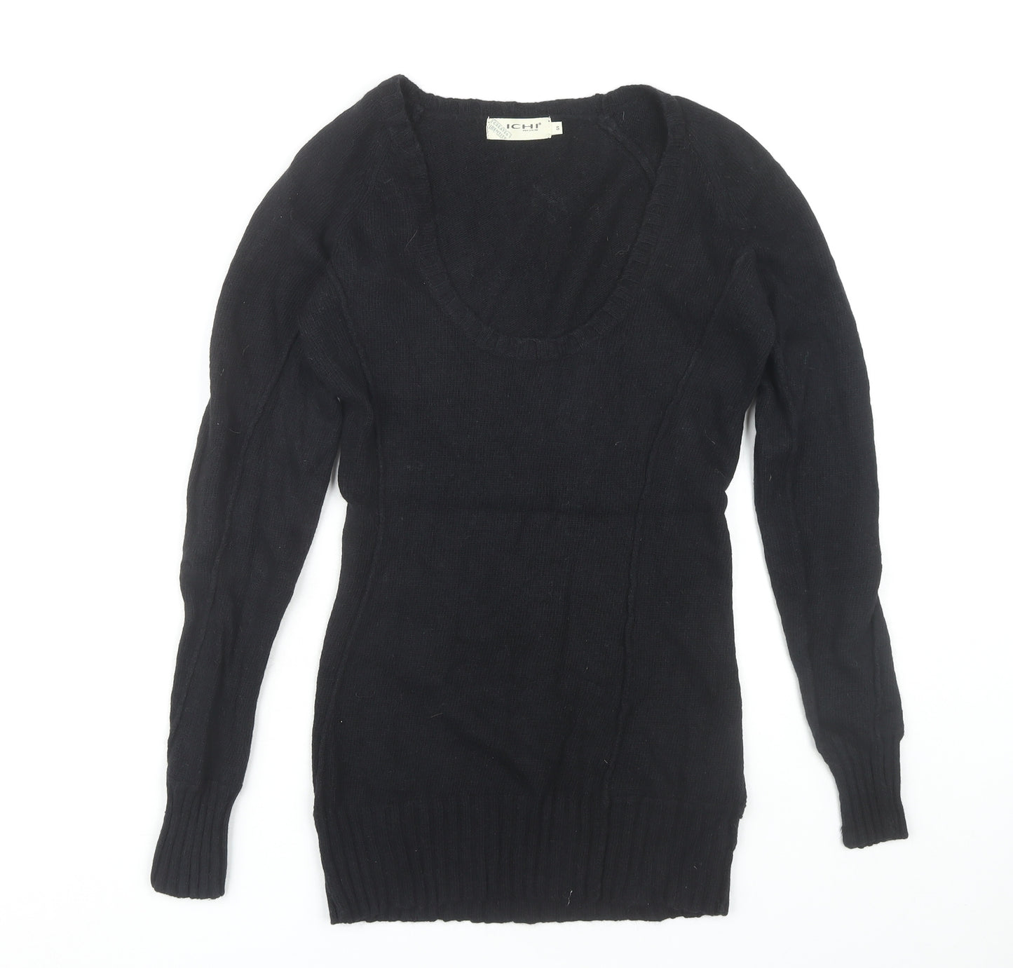 ICHI Women's Black Scoop Neck Pullover Jumper - Size S