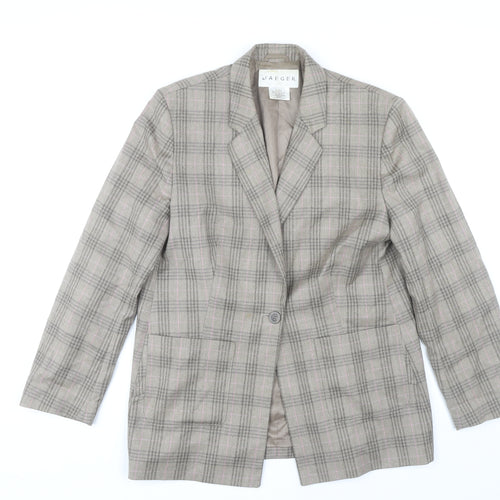 Jaeger Women's Grey Plaid Wool Blazer Size 16