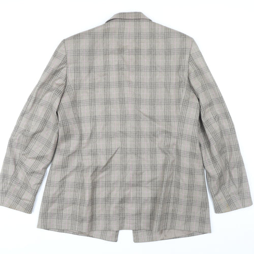Jaeger Women's Grey Plaid Wool Blazer Size 16