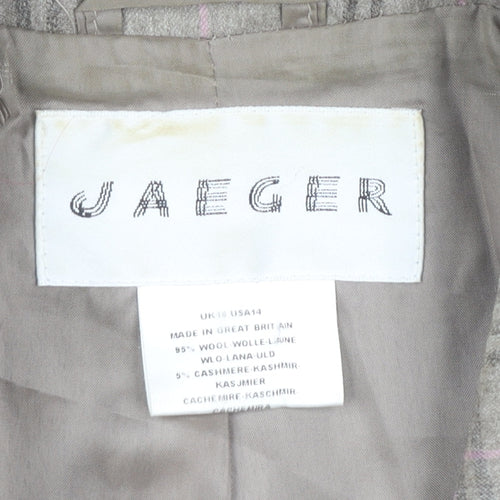 Jaeger Women's Grey Plaid Wool Blazer Size 16