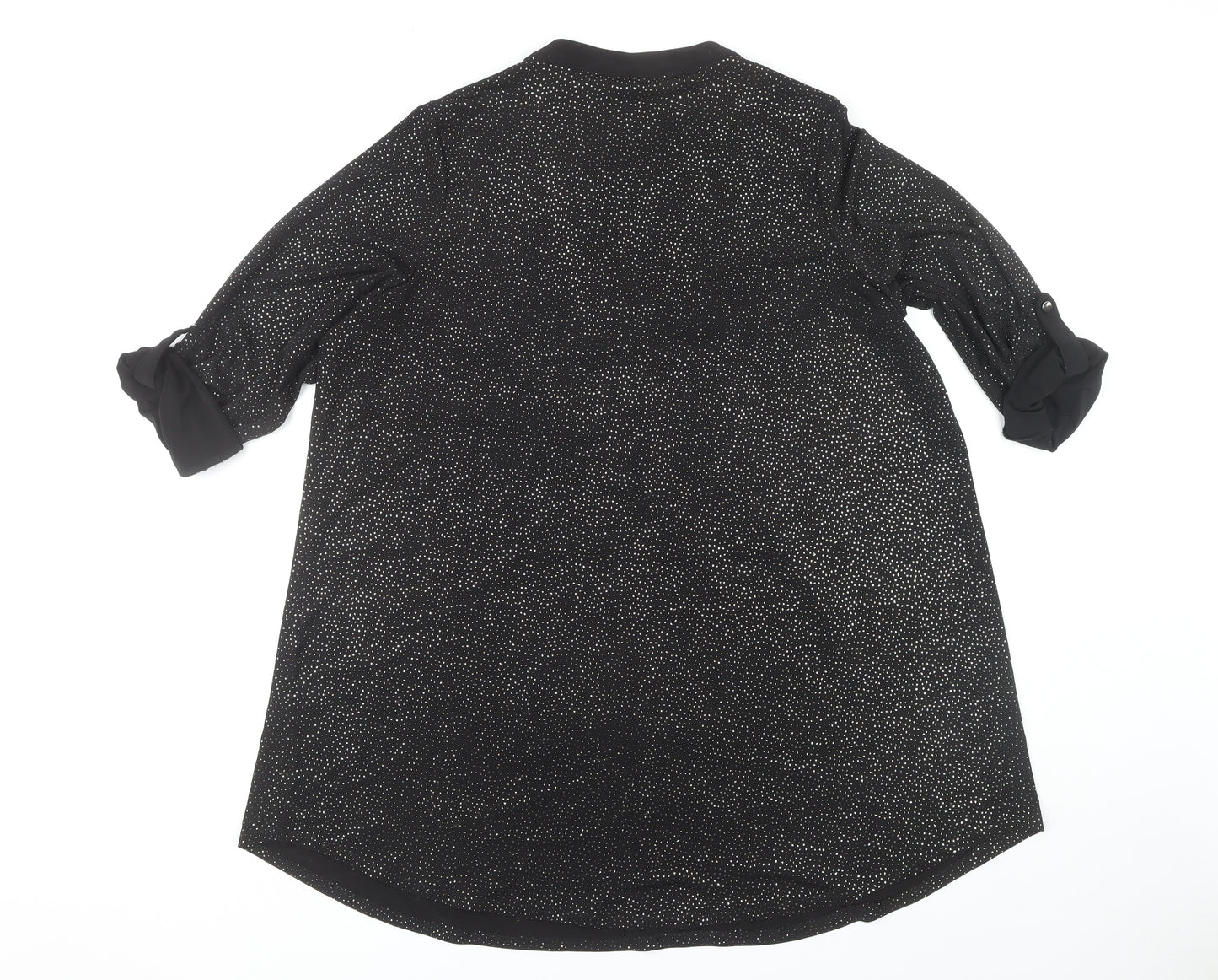 Roman Women's Black Blouse Size 20, 3/4 Sleeve, Button Accent