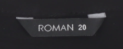 Roman Women's Black Blouse Size 20, 3/4 Sleeve, Button Accent