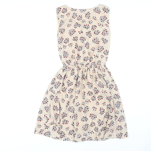 Pussycat London Women's Beige Floral Sleeveless Dress Size 10