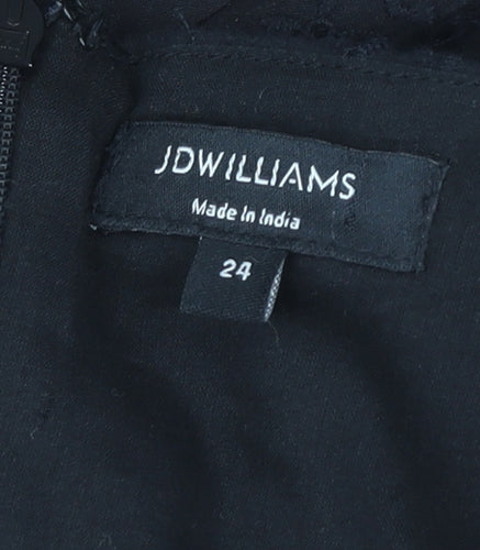 JDWilliams Women's Black Cotton Jumpsuit, Size 24, Belted, Lace Accent