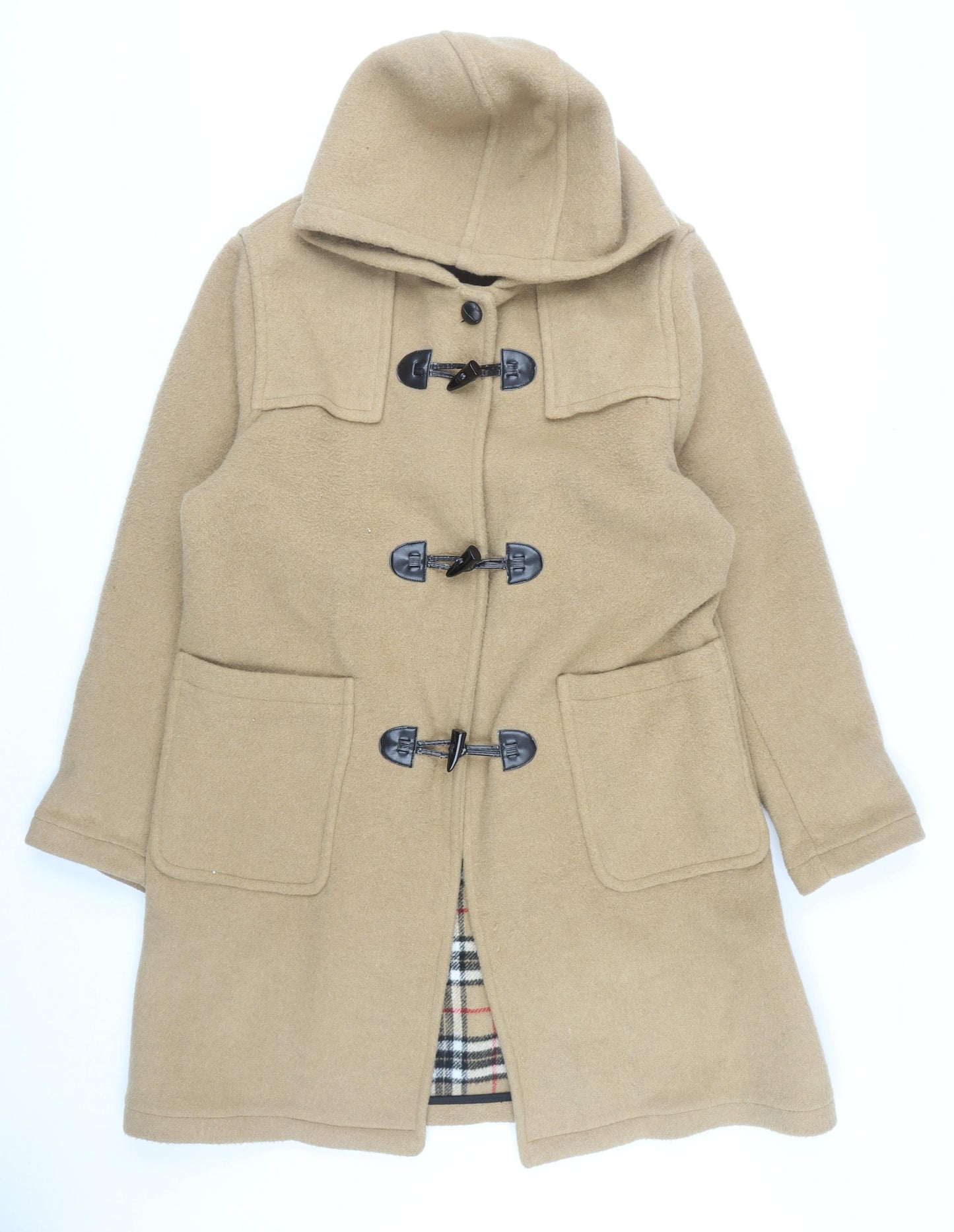 Kesta London Women's Beige Wool Duffle Coat, Size 18
