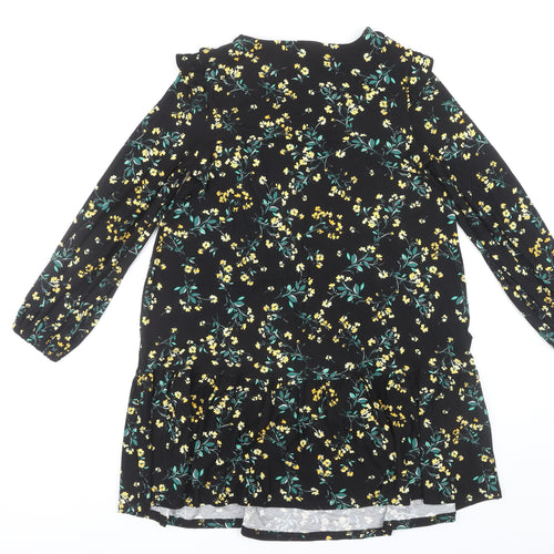 F&F Womens Black Floral Long Sleeve Dress Size 10