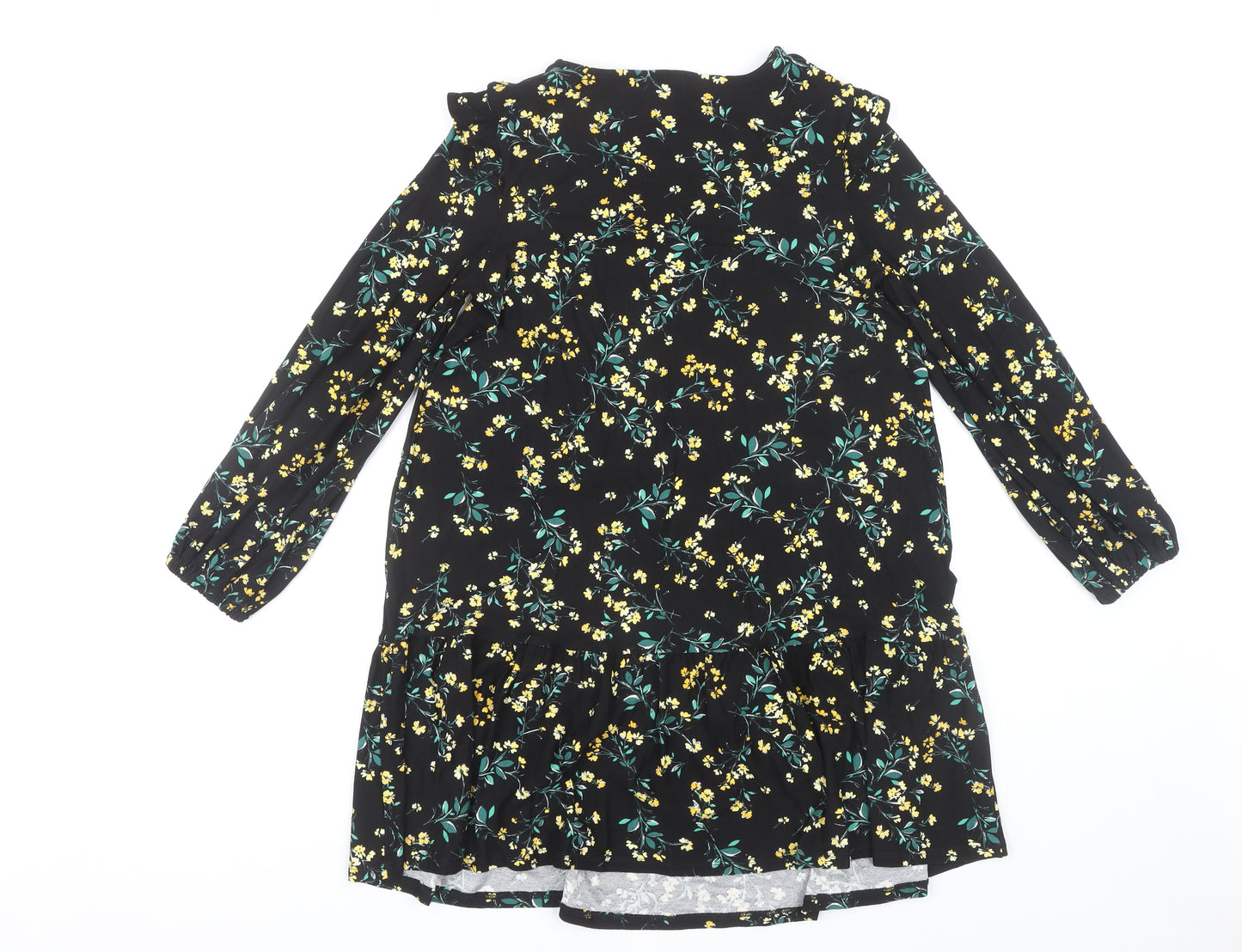 F&F Womens Black Floral Long Sleeve Dress Size 10