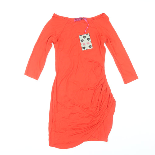 Boohoo Women's Orange Off Shoulder Dress, Size 10