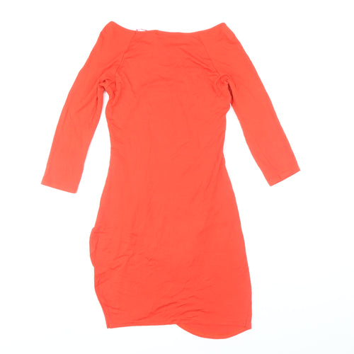 Boohoo Women's Orange Off Shoulder Dress, Size 10