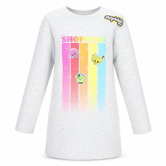Shopkins Girls Grey Multicoloured Long Sleeve Dress, Size 9-10 Years