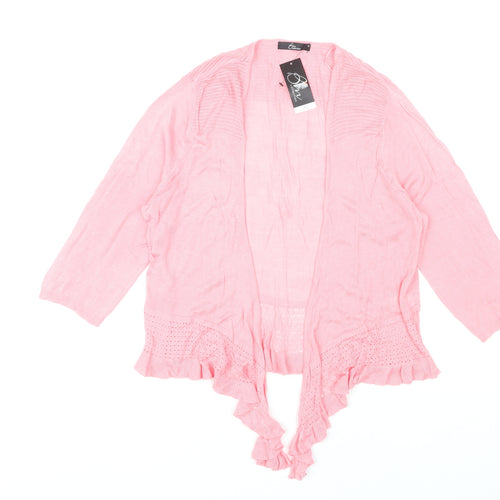 Bm Collection Women’s Pink Cardigan M 3/4 Sleeve Ruffle