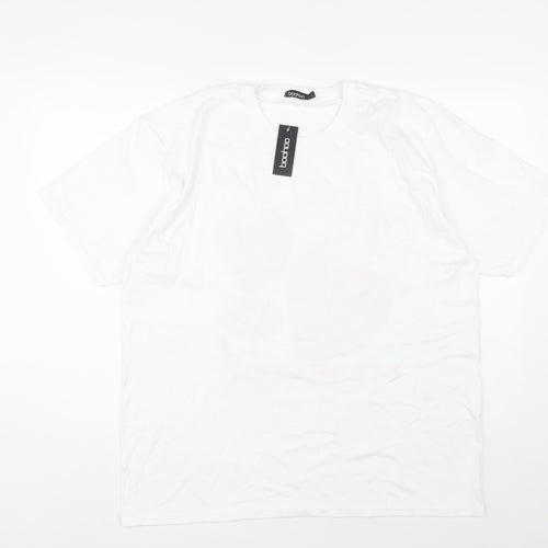 Boohoo Women's White T-Shirt L Casual Crew Neck