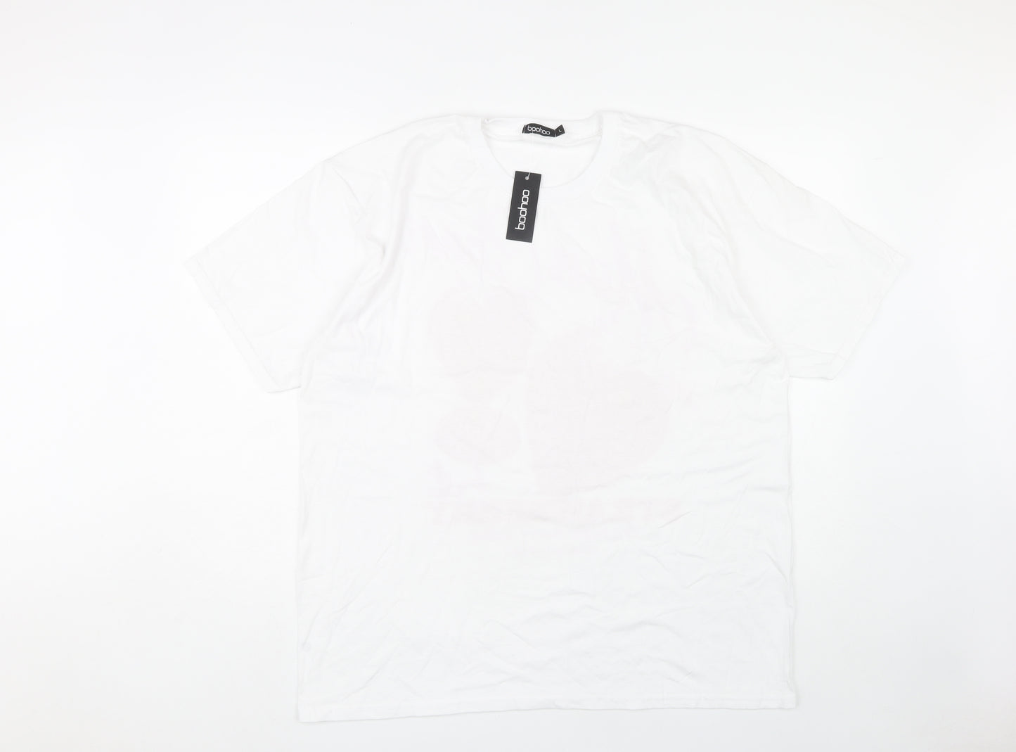 Boohoo Women's White T-Shirt L Casual Crew Neck