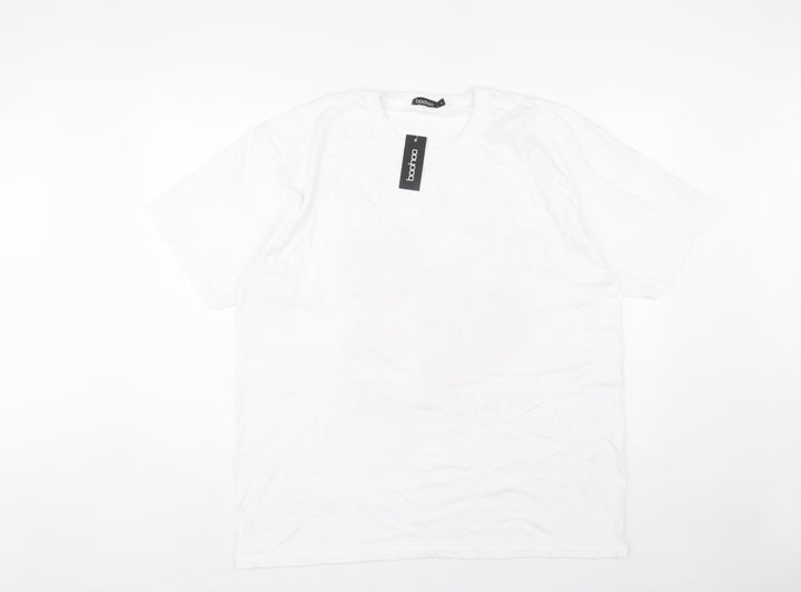 Boohoo Women's White T-Shirt L Casual Crew Neck