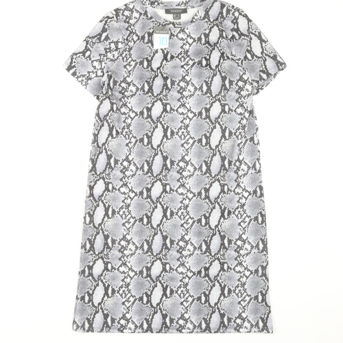 Primark Women Grey Animal Print Shift Dress Size 10