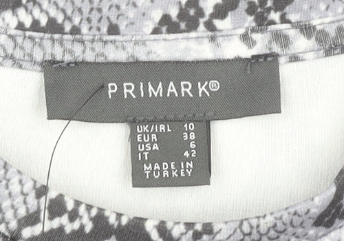 Primark Women Grey Animal Print Shift Dress Size 10