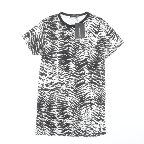 PrettyLittleThing Women's Black Animal Print T-Shirt Dress