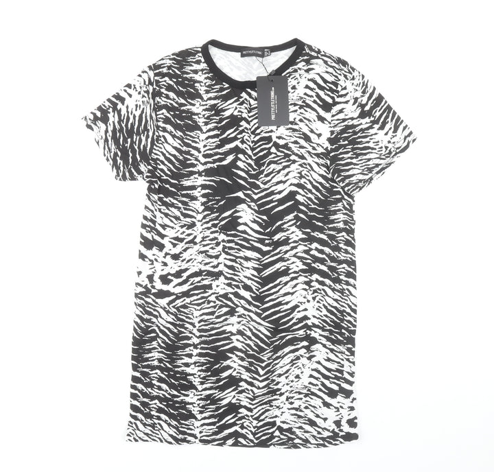 PrettyLittleThing Women's Black Animal Print T-Shirt Dress