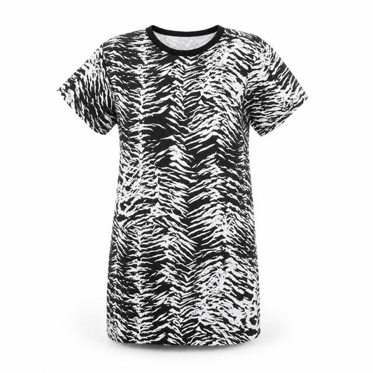 Front view of PRETTYLITTLETHING Women's Black Animal Print T-Shirt Dress