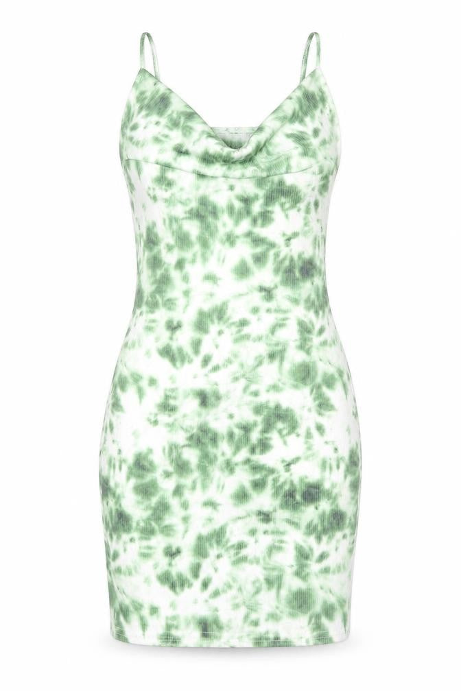 Boohoo Women's Green Tie Dye Dress Size 12