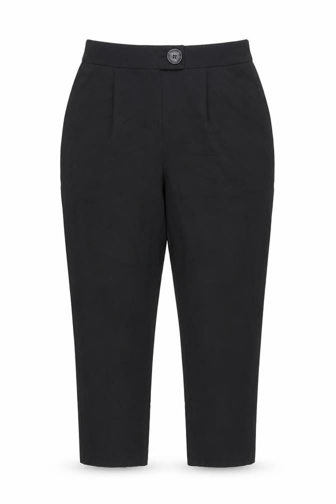 Front view of Peacocks Women's Black Regular Fit Trousers, size 16