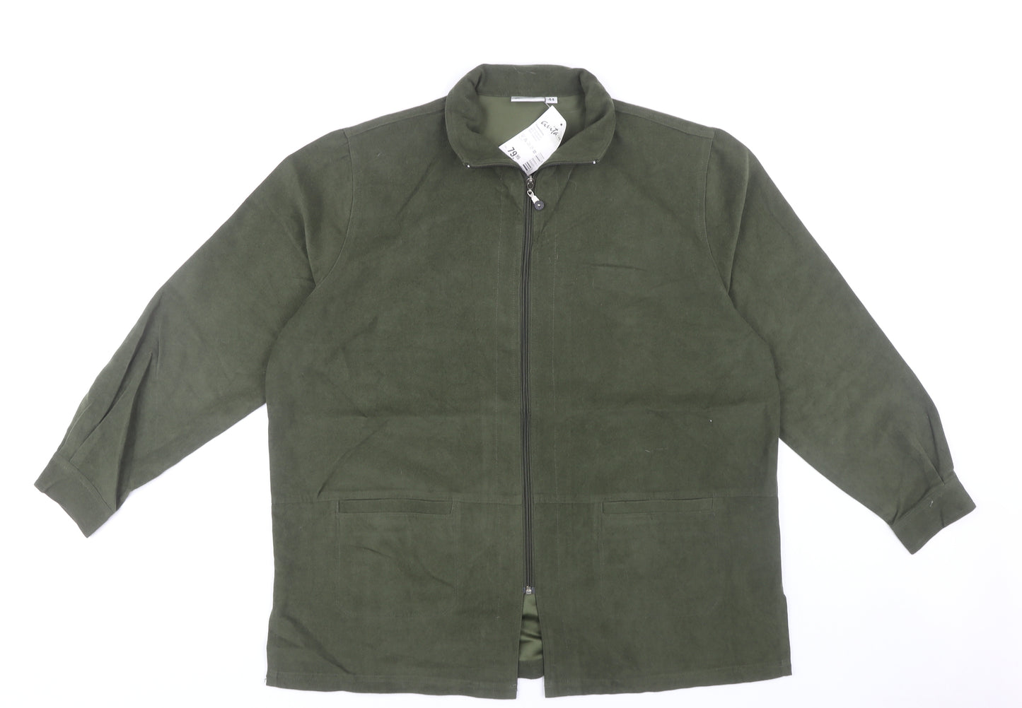 Avitano Women's Green Mid-Length Zip Jacket, Size 16