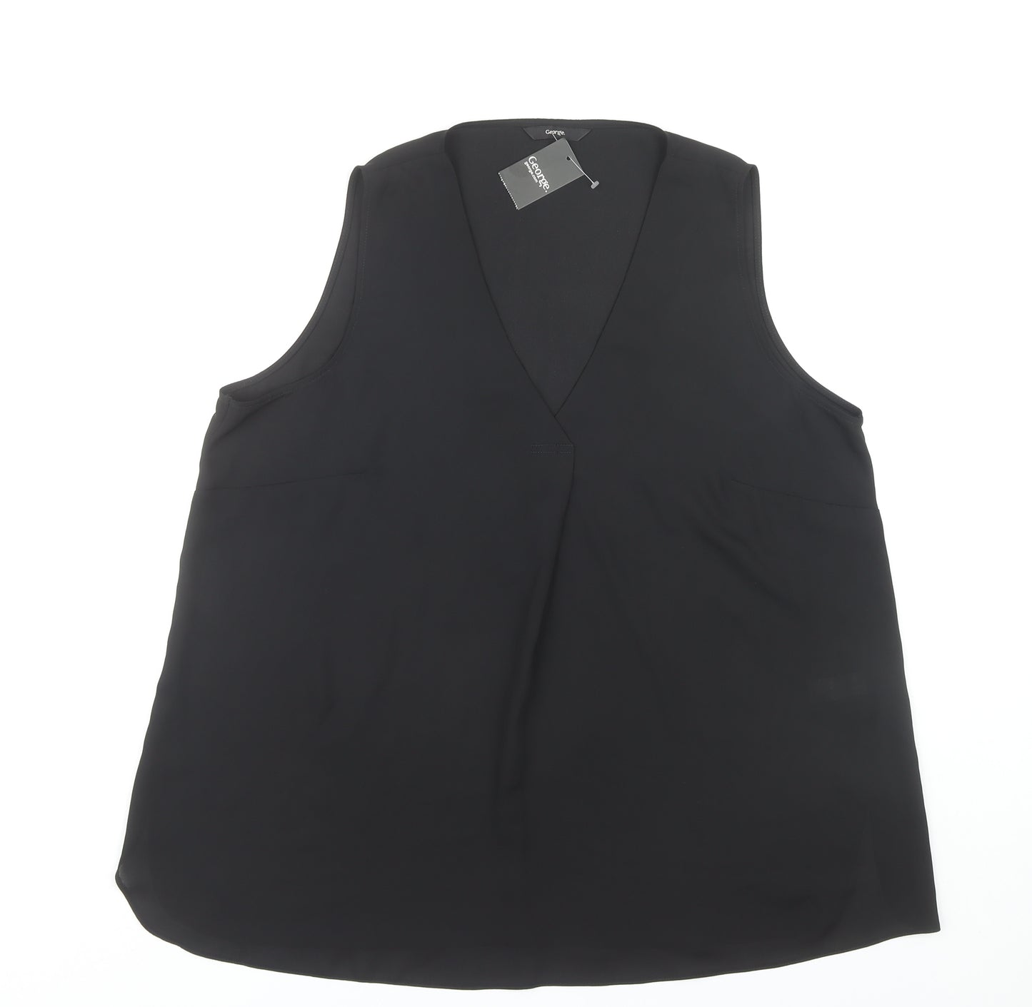 George Women's Black V-Neck Sleeveless Tank - Size 16
