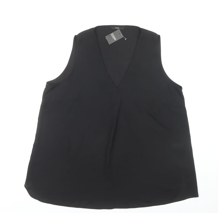George Women's Black V-Neck Sleeveless Tank - Size 16