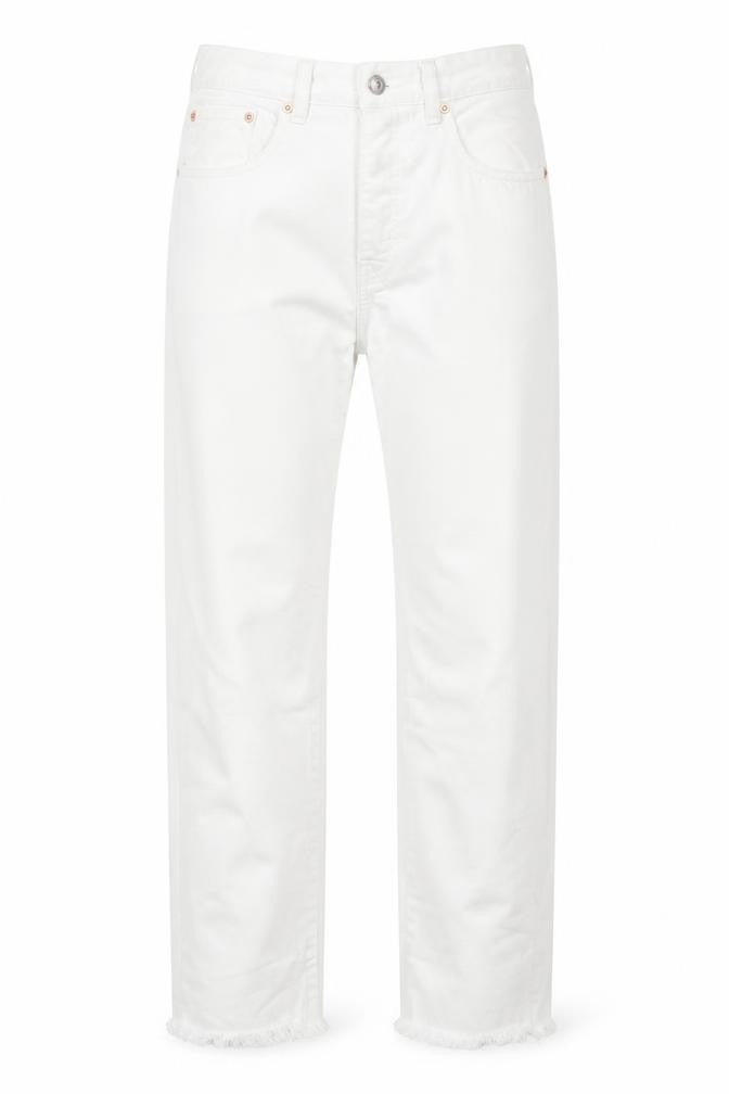 Front view of Mango Women's White Straight Jeans, size 8