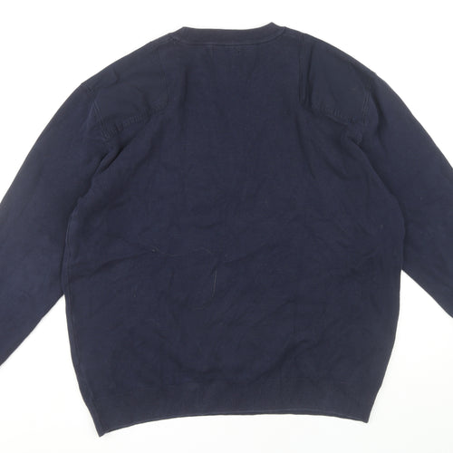Zara Men's XL Blue Cotton Pullover Jumper