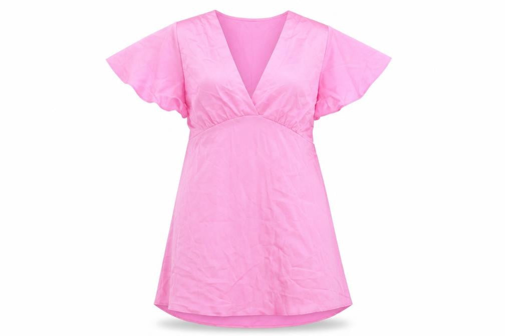 Front view of Stradivarius Women's Pink Dress, size XL