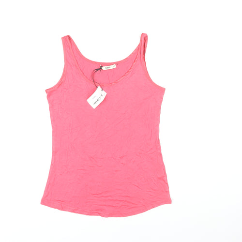 Oasis Women Pink Tank Top M Viscose Scoop Neck