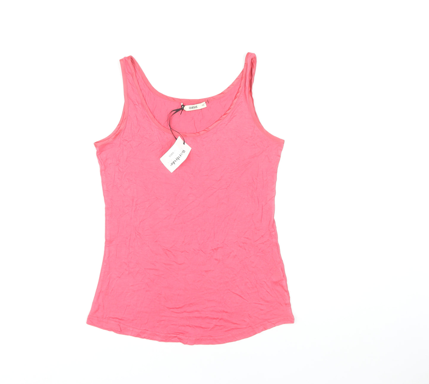 Oasis Women Pink Tank Top M Viscose Scoop Neck