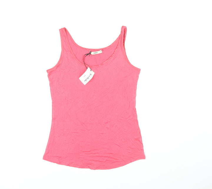 Oasis Women Pink Tank Top M Viscose Scoop Neck