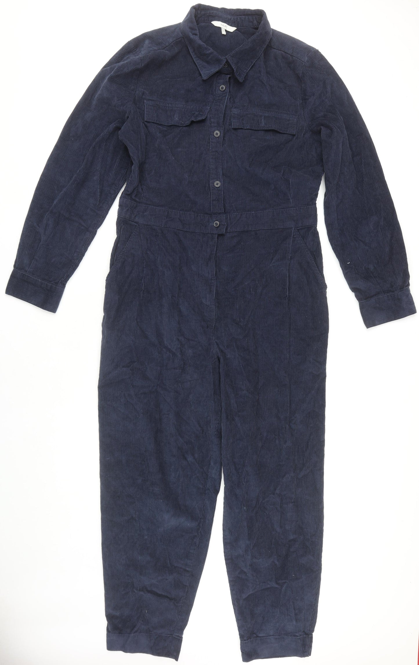 Next Women's Blue Corduroy Jumpsuit Size 16 Long Sleeve