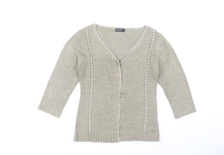 VMNY Women's Grey Cardigan L 3/4 Sleeve V-Neck