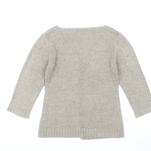 VMNY Women's Grey Cardigan L 3/4 Sleeve V-Neck