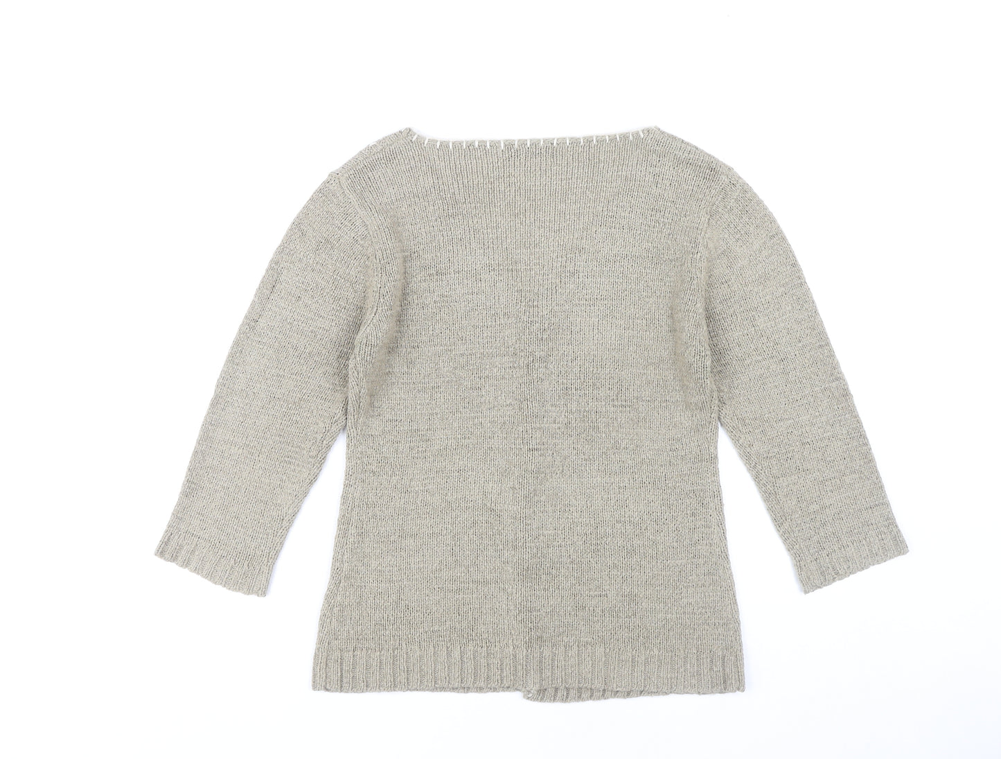 VMNY Women's Grey Cardigan L 3/4 Sleeve V-Neck
