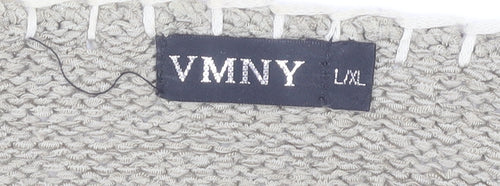 VMNY Women's Grey Cardigan L 3/4 Sleeve V-Neck