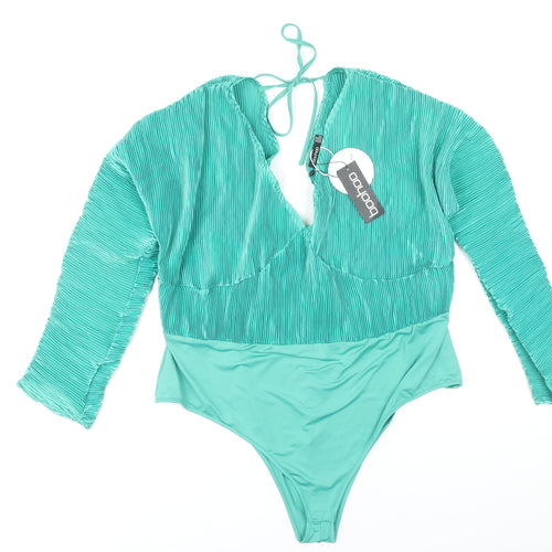 Boohoo Women's Green Plus Size Bodysuit, UK 26