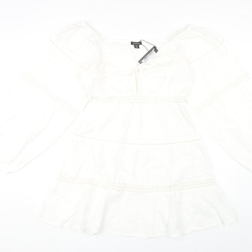 Boohoo Women's White Off Shoulder Dress Size 12